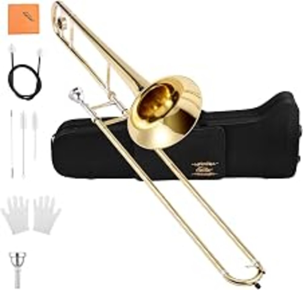 Eastar Bb Tenor Slide Trombone Beginner Student, Golden Brass Kit, ETB-330