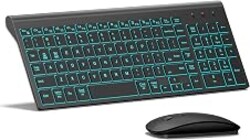 Wireless Backlit Keyboard and Mouse Ultra Slim Combo, TopMate - Matte Black | 2.4G Silent Compact 2400DPI Mouse and Scissor Switch Keyboard Set, Batteries Included, for PC/Laptop/Windows/Mac/Gaming