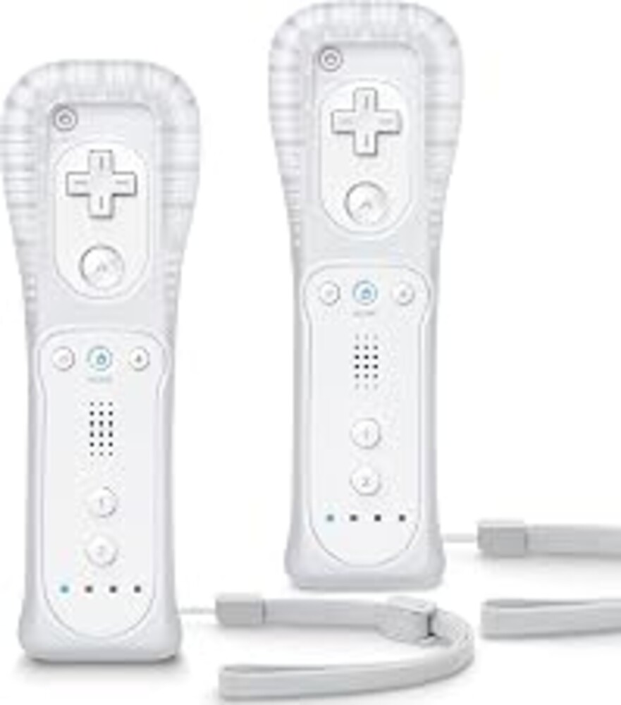 TIANHOO Remote Controller for Wii & Wii U | with Silicone Case and Wrist Strap, 2 pack (White & White)