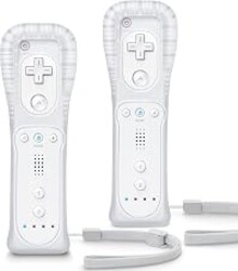 TIANHOO Remote Controller for Wii & Wii U | with Silicone Case and Wrist Strap, 2 pack (White & White)