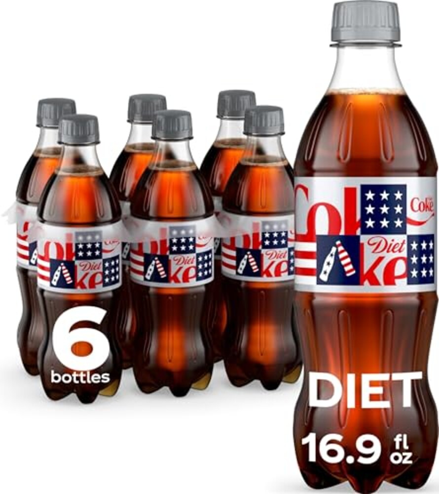 Diet Coke Soda Soft Drink Bottles, 16.9