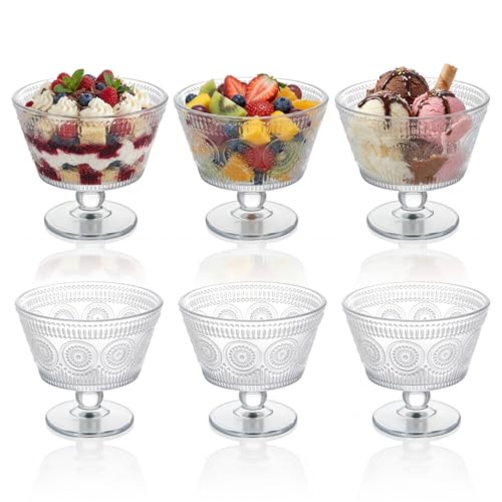 LemonRoad 6 Pcs 8.6oz Glass Trifle Bowl