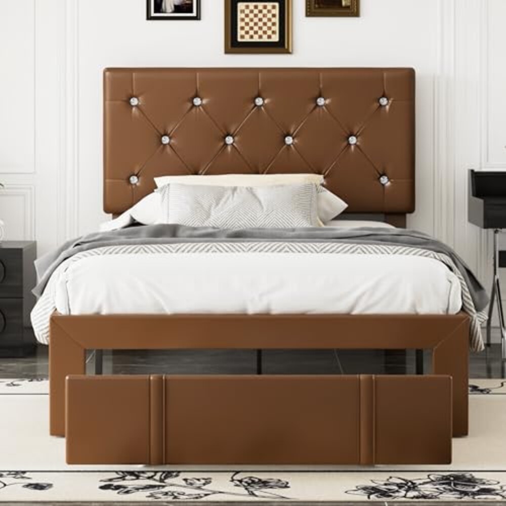 VECELO Twin Size Bed Frame with Storage
