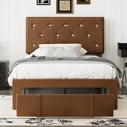 VECELO Twin Size Bed Frame with Storage