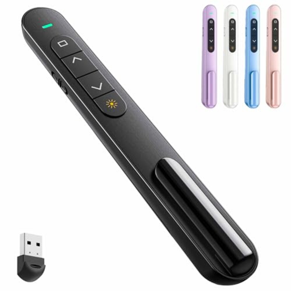 QUI Presentation Clicker with Volume Control, Wireless Presenter Remote | Plug & Play 2.4GHz USB Slide Advancer Compatible with Mac/Windows, Works with PowerPoint, Keynote, and Google Slides