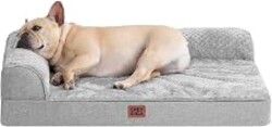 EHEYCIGA Orthopedic Dog Bed Medium Size, Memory Foam Dog Bed, Grey | Small Dog Sofa with Washable Removable Cover, Waterproof Pet Couch for Crate with Nonskid Bottom, 30x20x6