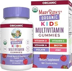 MARYRUTH'S USDA Organic Multivitamin Gummies, Ages 4+, Kids Vitamins, 60ct | 1 Month Supply, Vegan, Only 2 Gummies a Day, Non-GMO