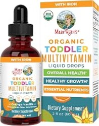 MARYRUTH'S Organic Toddler Multivitamin Drops with Iron, Vegan, 30 Servings | With Iron, USDA Organic, Sugar Free, Immune Support, Vegan