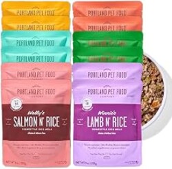 Portland Pet Food Company Fresh, Human Grade Dog Food Topper & Meal 12 Pack | Shelf-Stable 9 oz Pouch, Protein Variety Limited-Ingredient, Healthy Wet Dog Food & Meal Mix In, All Life Stages, USA Sourced