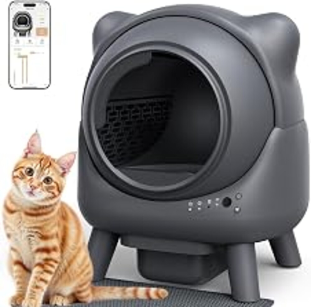 Automatic Litter Box, FEELNEEDY Self Cleaning Litter Box, Odor Control Robot, Cat Ears Design, 65L APP Real-Time Monitor, Cat Litter-Boxs for Multiple Cats, Safety Sensors, with 1 Trash Bag