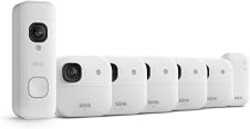 Blink Battery Doorbell 2K+ (newest model) and Outdoor 2K+ (newest model) — Wireless smart security, 2K video, enhanced audio. Sync Module Core included - 5 Cameras + Battery Doorbell 2K+ (White)
