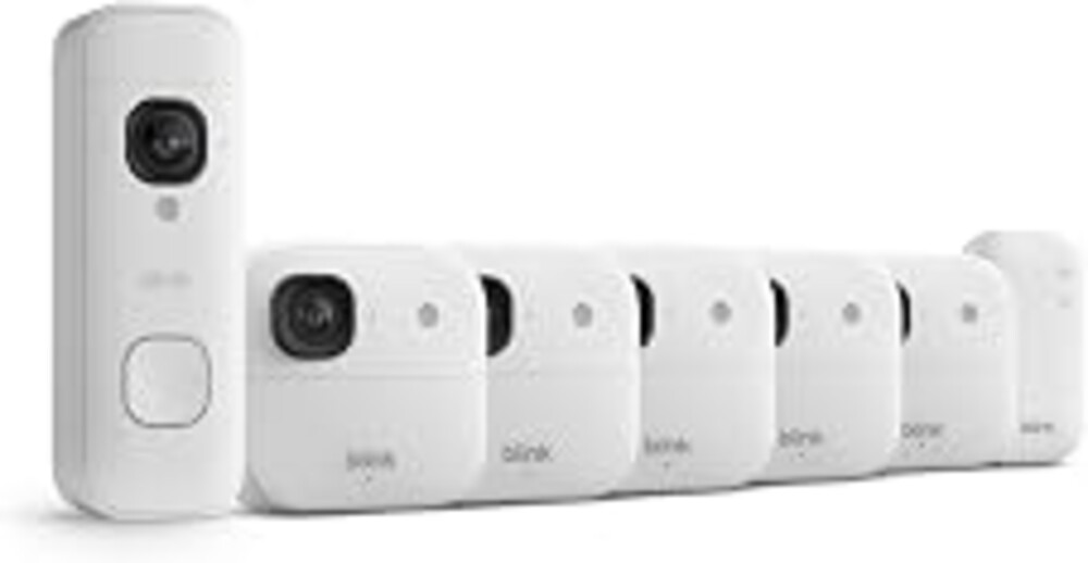Blink Battery Doorbell 2K+ (newest model) and Outdoor 2K+ (newest model) — Wireless smart security, 2K video, enhanced audio. Sync Module Core included - 5 Cameras + Battery Doorbell 2K+ (White)