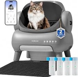 Neakasa M1 Plus Self-Cleaning Litter Box Bundle with 2-Year Protection Plan | Litter Mat & 60 Bags Included, Cats up to 33 lbs, Multi-Cat Homes, App Control, 360° Safety, Odor Seal & Leak Guard