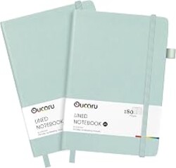 Oucaru 2 Pack A5 Lined Journal Notebook for Writing, 180 Pages | 100 GSM Thick Paper, Smooth Writing for Men, Women, Students and Professionals, Journaling, Note Taking, Work and School