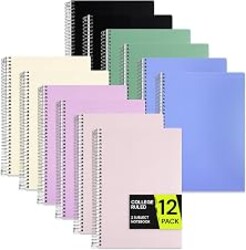 ONAVIA 2 Subject Spiral Notebook College Ruled, 200 Pages, Assorted | 100 ct, 6 x 9.5 in, Poly Cover, 2 Dividers, Double-Sided Pockets, Notebook for School, Study