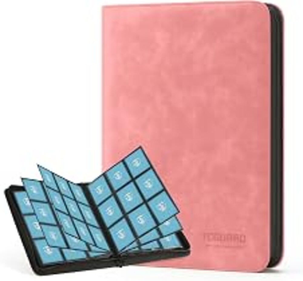 Trading Card Binder, 9 Side Loading Pocket Card Album Hold Up to 540 Cards, Zipper Binder for Cards Collection, TCG Card Holder for Game Card, Sports Card, Yugioh, MTG etc.（Pink 9）