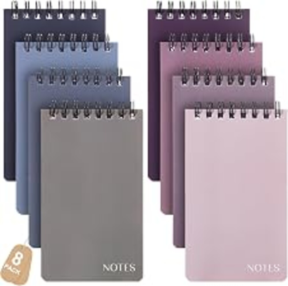 Thboxes 8 Pack Pocket Notebooks, 3 X 5 In Spiral Notepads, Lined | 60 Sheets/120 Pages Each, 80Gsm Paper, Double-Wire Binding, 8 Pastel Colors, Pocket Size for School, Office, Travel