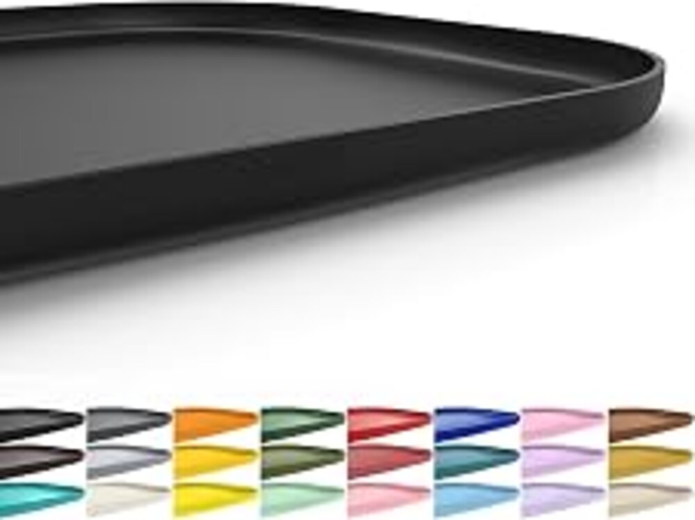 SMILOOL Waterproof Silicone Pet Food Mat with Raised Edge for Dog & Cat | 22" x 14" Non-Slip Pet Feeding Mats with Lip for Food & Water Bowl, Food Grade, Easy Cleaning, Black