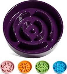 LE TAUCI Dog Bowls Slow Feeder Ceramic, 1.5 Cup Slow Feeding Bowl for Small and Medium Breed, Puzzle Dog Food Bowl for Fast Eater, Maze Purple