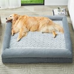 WNPETHOME XXXL Big Large Orthopedic for Senior Dog Bed Comfy Sleeping | Washable Waterproof Dog Couch with Removable Cover, Large Pet Sofa Bed with Bolster Sides for Relaxing Grey 53x42 Inch