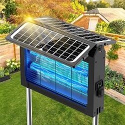 Solar Bug Zapper Outdoor, 4500V Mosquito Zapper with Dual Solar Panels | Auto On/Off, IPX5 Waterproof Mosquito Killer For Backyard, Patio, Garden, Camping And Up To 1/2 Acre Coverage
