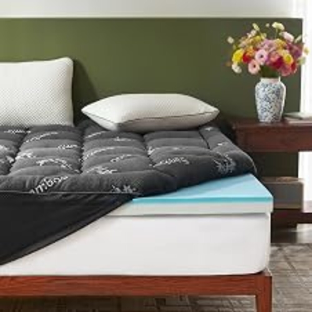 BEDLORE 4 Inch Dual Layer Memory Foam Mattress Topper Queen | 2 Inch Gel Memory Foam and 2 Inch Pillow Top Mattress Pad Cover, Cooling Bamboo Viscose Mattress Topper Medium-Firm