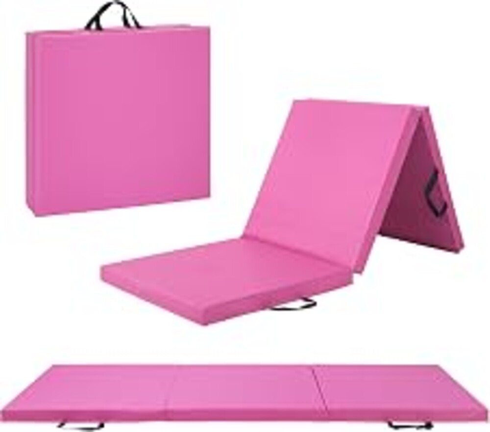 CAP Barbell Folding Exercise Mat – Durable, Anti-Tear, Thick Padding for Fitness, Aerobics, Gymnastics & Home Workouts. 72"L x 24"W x 2"Thick. PINK