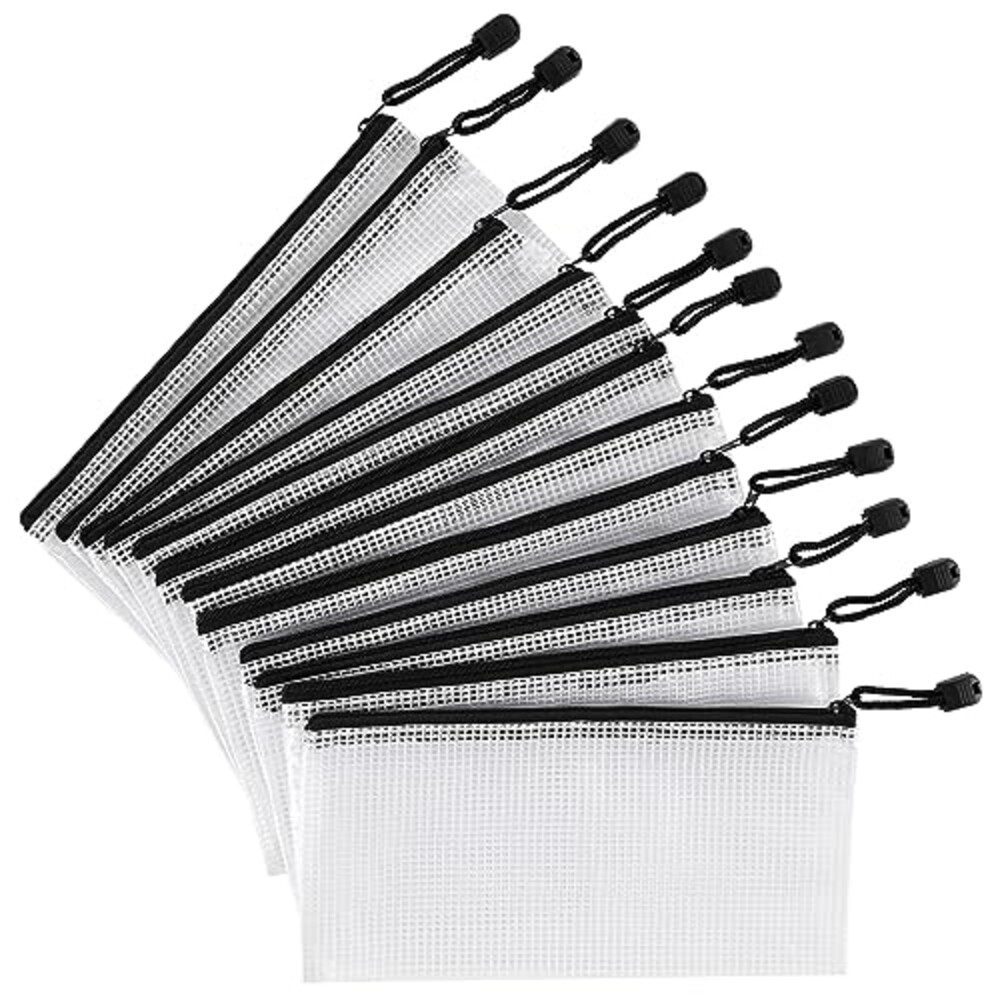Imslery 12 Pieces Plastic Mesh Zipper Po