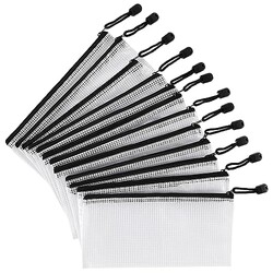 Imslery 12 Pieces Plastic Mesh Zipper Po