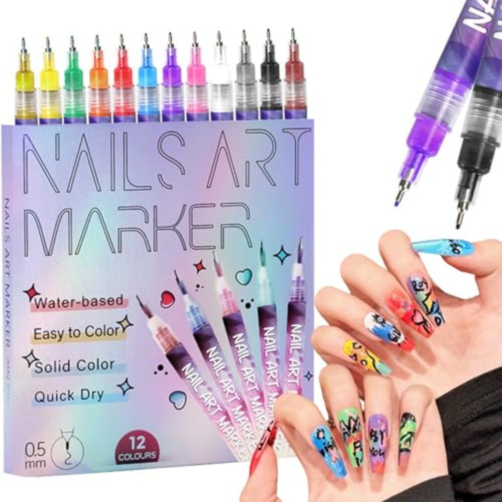 12 Colors Nail Art Pens Set, Nail Art Ma