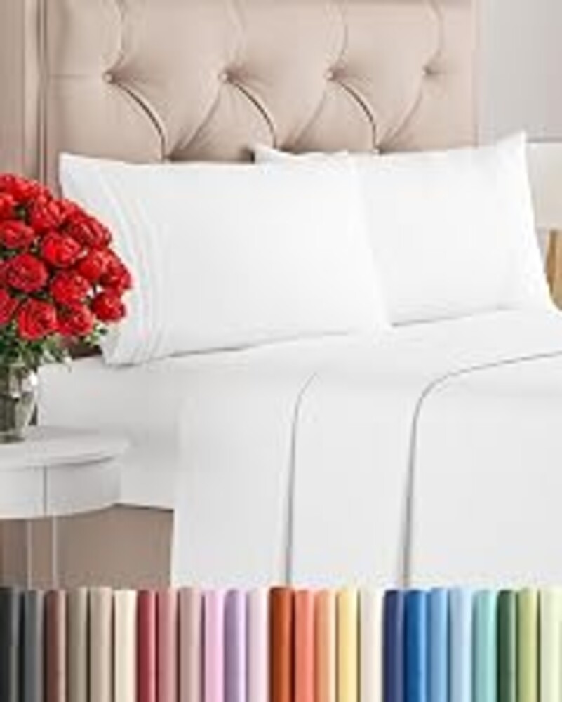Queen Size 4 Piece Sheet Set - Comfy Breathable & Cooling Sheets - White | Hotel Luxury Bed Sheets for Women & Men, Deep Pockets, Easy-Fit, Extra Soft and Wrinkle Free Sheets, Oeko-Tex Bed Sheet Set