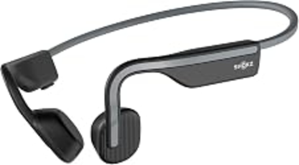 SHOKZ OpenMove - Open-Ear Bluetooth Sport Headphones - Bone Conduction Wireless Earphones - Sweatproof for Running and Workouts, with Sticker Pack (Grey) | Open ear design; PremiumPitch sound; 6H battery and quick charge; With Sticker Pack; Running/Hiking/Climbing