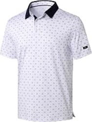 Obla Men's Golf Polo Shirts Print Short Sleeve Dry Fit Collared Shirt | Moisture Wicking, Performance, Lightweight, Casual, Polo Shirts for Men