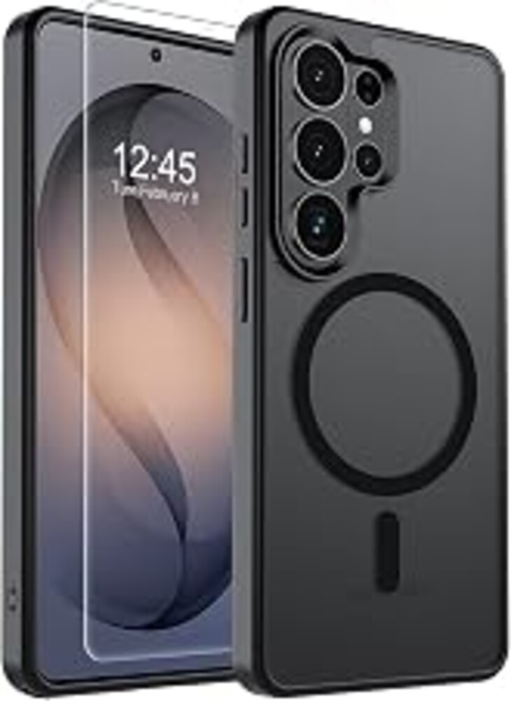 SUPFINE Magnetic for Samsung Galaxy S26 Ultra Case with Screen Protector, (Built-in Magnets) (Military Grade Drop Protection) Slim Translucent Shockproof Phone Case,Black