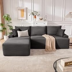 Mangodan Cloud Sectional Sofa, Boneless Couch for Living Room, Dark Grey | L Shaped Modular, Left Facing Chaise, Deep Seat & Back Support, Kid & Pet Friendly, Fits Apartment and Living Room