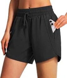 Ksmien Women's 5"/7" Athletic Running Shorts Quick Dry with Zipper Pockets | Lightweight Workout Shorts, Unlined, Breathable, UPF 50+, Wide Elastic Waist, Comfy for Gym, Tennis, Hiking and Walking
