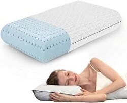 Vaverto Memory Foam Pillows - Cooling Firm Pillow - Standard Size 1-Pack | Memory foam pillow - Back stomach & side sleepers - Shoulder & back pain relief -Cooling pillow washable bamboo viscose cover