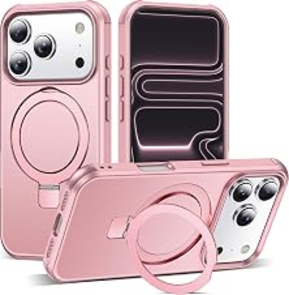 SKYLMW Compatible with iPhone 17 Pro Case with Stand,Rose Gold | iPhone 17 Pro Phone Case 6.3",Magnetic Ring Stand,Compatible with MagSafe,Military-Grade Protection,Great Grip Feeling