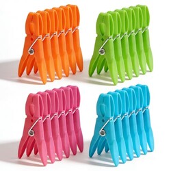24Pack Colorful Plastic Clothespins Heav
