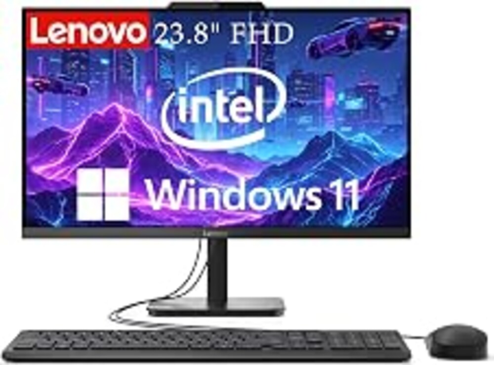 Lenovo IdeaCentre 24" FHD All-in-One Desktop, 16GB RAM 512GB SSD | Intel 4-Core Processor, Intel Graphics, Wi-Fi 6, Bluetooth 5.2, Windows 11, 2026 Edition