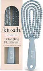 Kitsch Flexi Flow Detangler Brush, Hair Brushes For Women - Haze Blue | Brush Detangler for Women, Men & Kids, Curly Hair Brush w/ Bendable Frame, Bounce Curl Defining Brush for Wet or Dry Strands