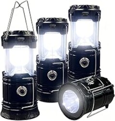 Collapsible Portable LED Camping Lantern XTAUTO Lightweight Waterproof Solar USB Rechargeable LED Flashlight Survival Kits for Indoor Outdoor Home Emergency Light Power Outages Hiking Hurricane 4-Pack