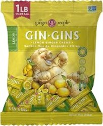 GIN GINS Lemon Ginger Chews Made w/Fresh Ginger 1lb 1Pk