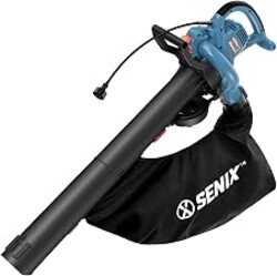 SENIX 3-in-1 Corded Leaf Blower, Leaf Vacuum and Mulcher, 420 CFM & 179 MPH | Electric Blowers with Reusable Collection Bag for Garden,Yard