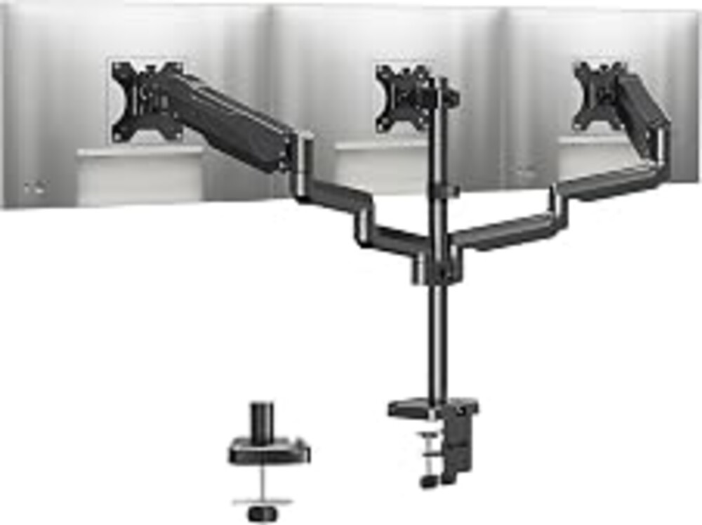 MOUNTUP Triple Monitor Stand Mount - 3 Monitors Desk Mount for Computer Screens Up to 27 inch, Triple Monitor Arm, Heavy Duty Monitors Stand, Each Arm Holds 4.4-19.8 lbs, Black