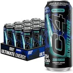 C4 Ultimate Energy Drink with Zero Sugar, 300mg Caffeine, 16oz Pack of 12 | 300mg caffeine delivers ultimate energy, focus and performance when you need it most.