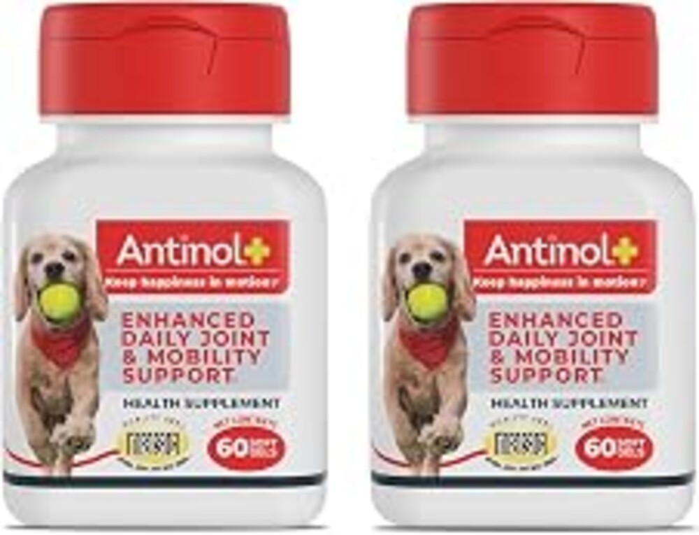 Antinol Plus Mobility Hip & Joint Supplement for Dogs, 120 Soft Gels | Green-Lipped Mussel Oil and Krill Oil for Better and Faster Results than Glucosamine and Chondroitin