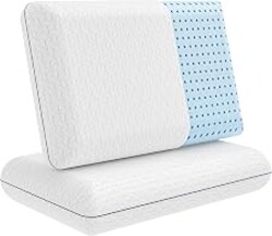 Vaverto Memory Foam Queen Pillows Set of 2 - Firm Pillow- Queen Size 2-Pack | Memory foam pillow - Back stomach & side sleepers - Shoulder & back pain relief -Cooling pillow washable bamboo viscose cover
