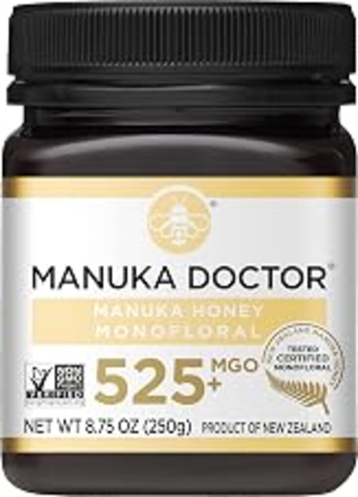 Manuka Doctor - Raw Manuka Honey MGO 525+ Monofloral, 100% Pure New Zealand Honey. Certified. Guaranteed. Raw. Non-GMO (8.75 oz)