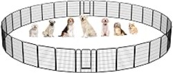 Yaheetech Dog Playpen 40in 32 Panels Metal Fence for Indoor Yard RV Camping | Easy Setup, Heavy Duty Rustproof Frame with Secure Latch Door, Foldable Storage, Ideal for Medium to Large Dog Breeds